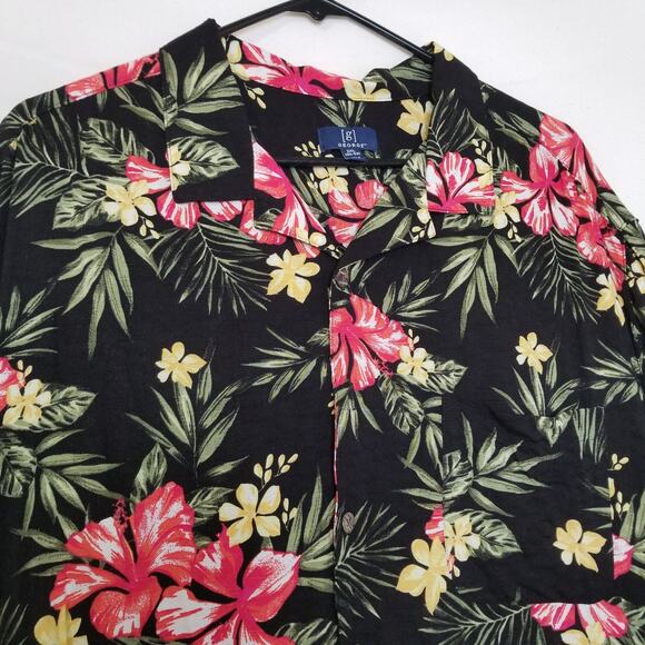 George Men's Tropical Floral Hibiscus Button Down Short Sleeve Shirt Sz 2XL -EUC - Picture 2 of 8